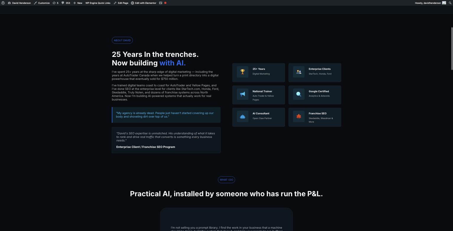 The "WHAT I DO" section, replacing the "coming soon" placeholder that sat live for months.